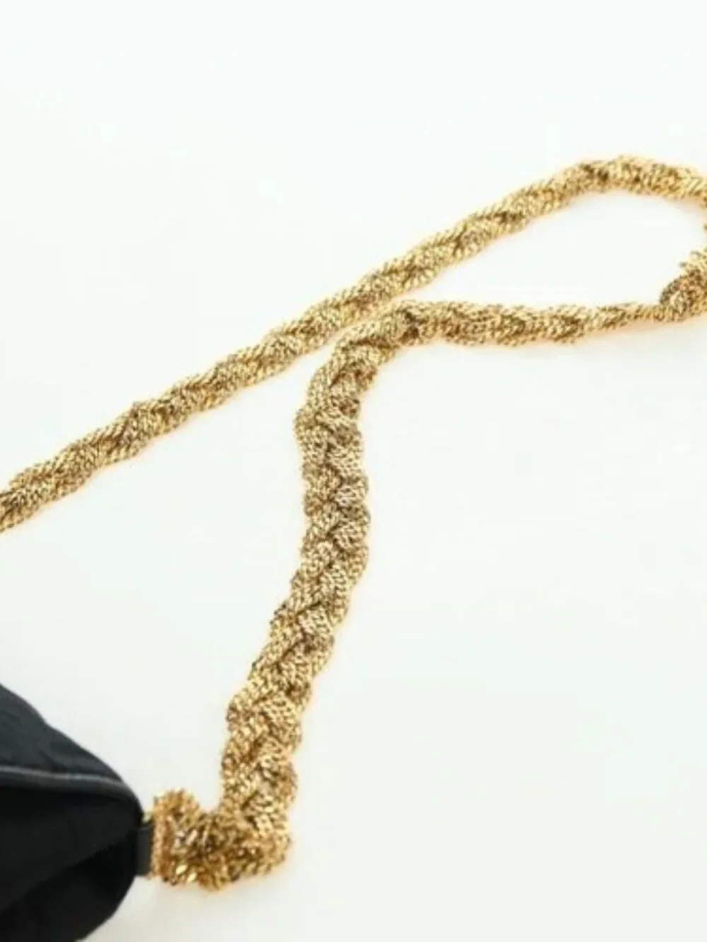 CHANEL Matelasse Chain Shoulder Bag Satin Black Gold CC Auth 168914V